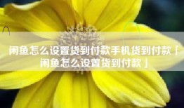 闲鱼怎么设置货到付款手机货到付款「闲鱼怎么设置货到付款」